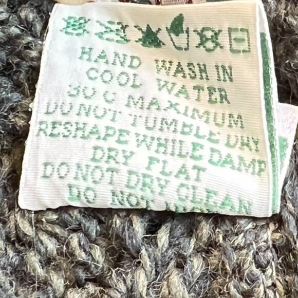 Vintage Merino Wool Zipper Cardigan Hooded Sweater Aran Crafts Medium Women - Picture 5 of 7